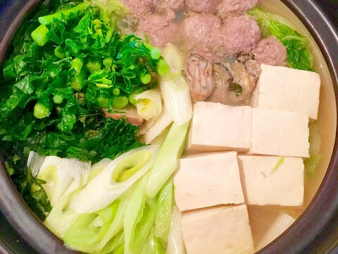 牡蠣と豚団子の生姜鍋♩